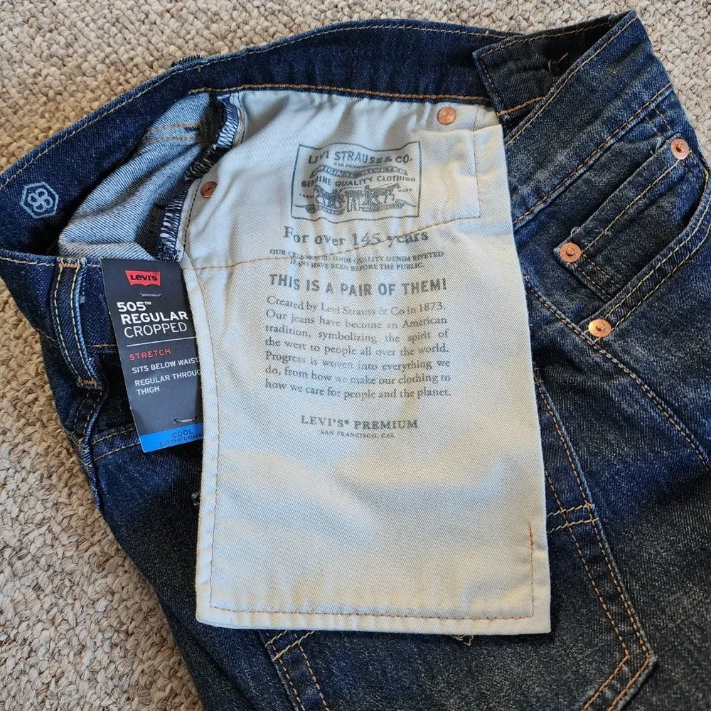 NWT Mens Levis 505 Regular Cropped Cool Eco Performance Jeans Size 28